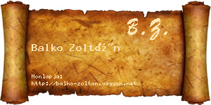 Balko Zoltán névjegykártya